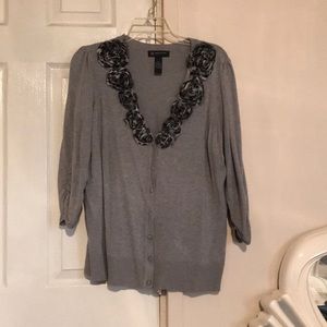EUC INC Floral Grey Cardigan sz 1X